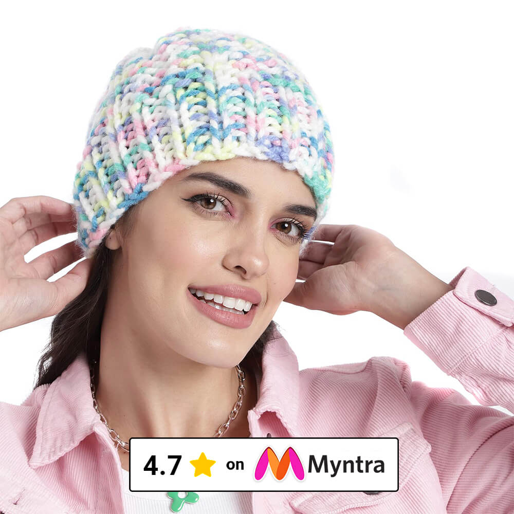 Multicoloured Self-Design Beanie - 2720
