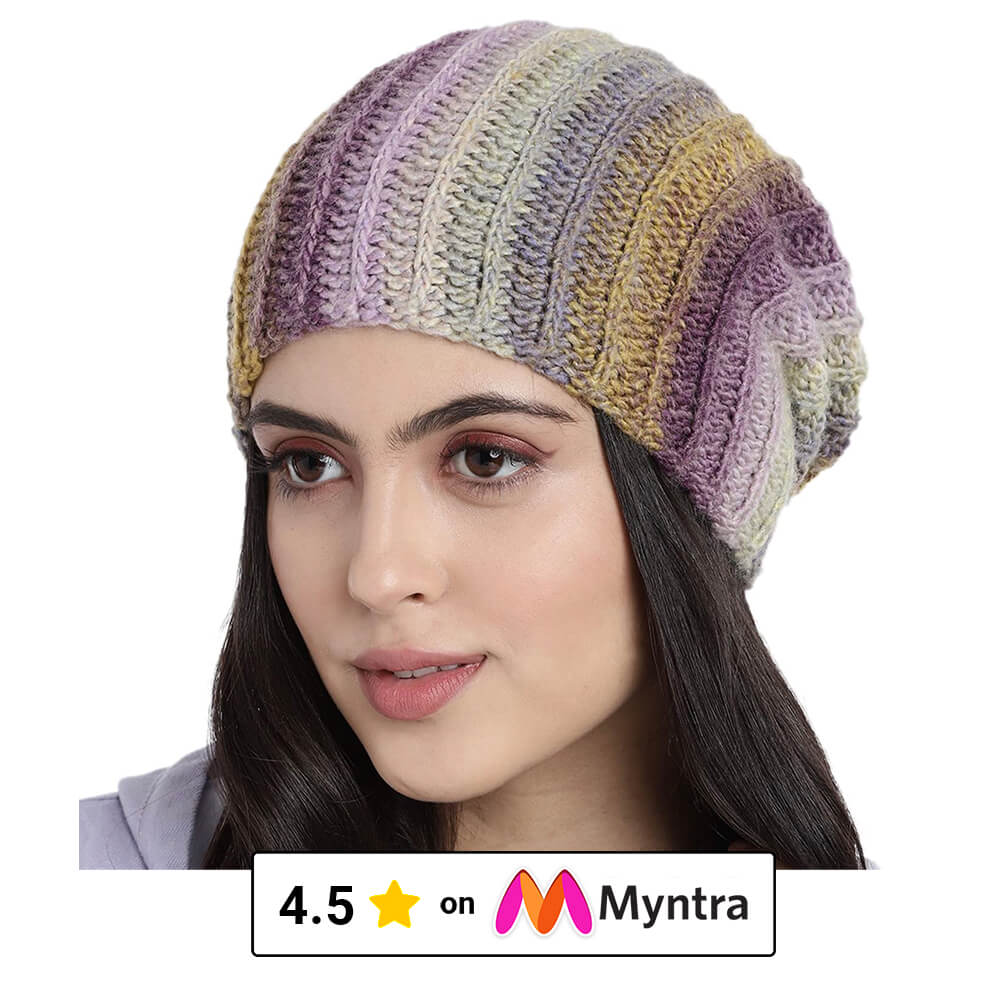 Multi-Colored Self-Striping Beanie - 2939