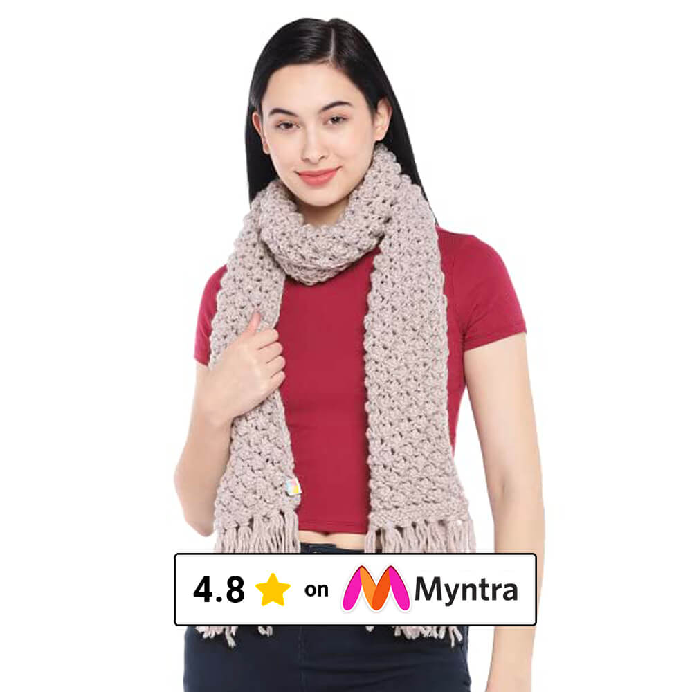Self-Design Bobble Stitch Scarf - Beige 22