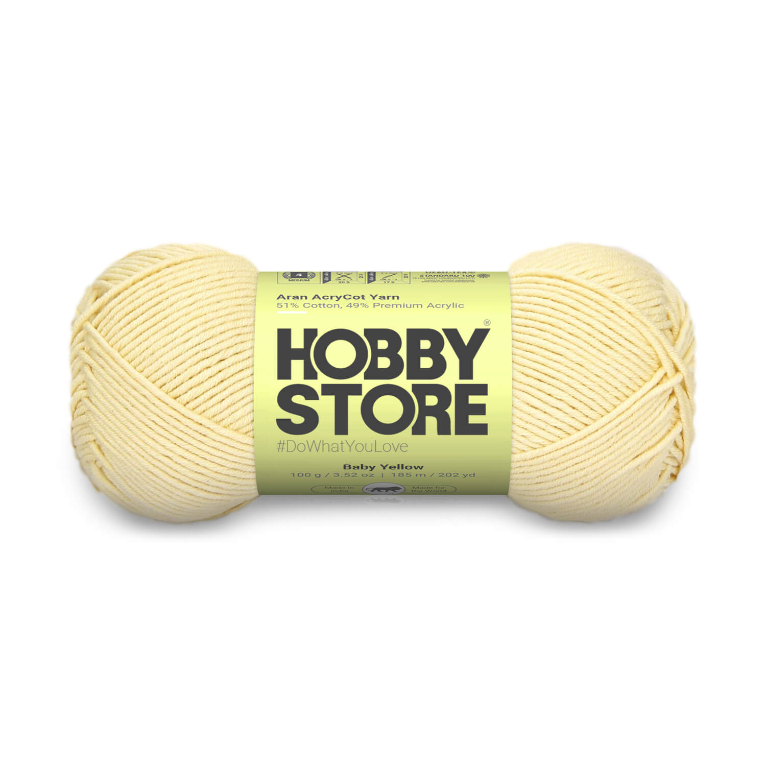 Aran AcryCot Yarn by Hobby Store - Baby Yellow 11035