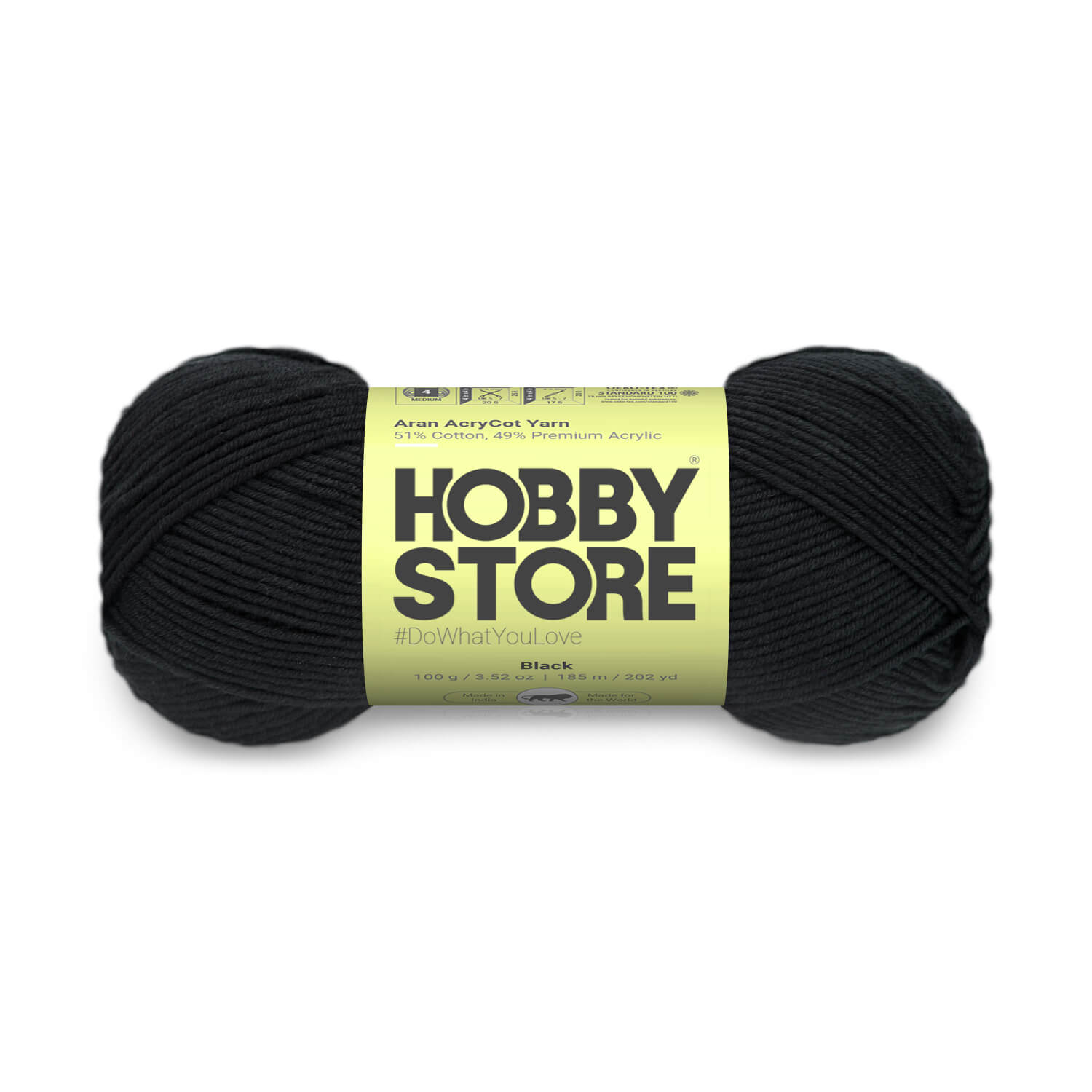 Aran AcryCot Yarn by Hobby Store - Black - 11023