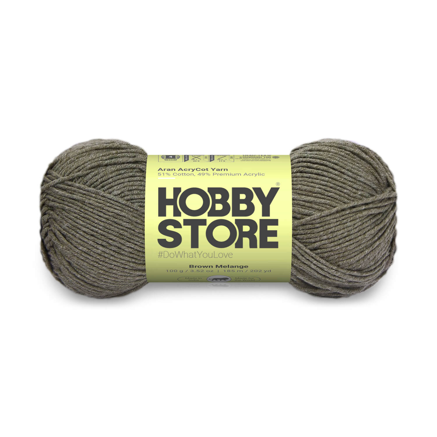 Aran AcryCot Yarn by Hobby Store - Brown Melange 11045