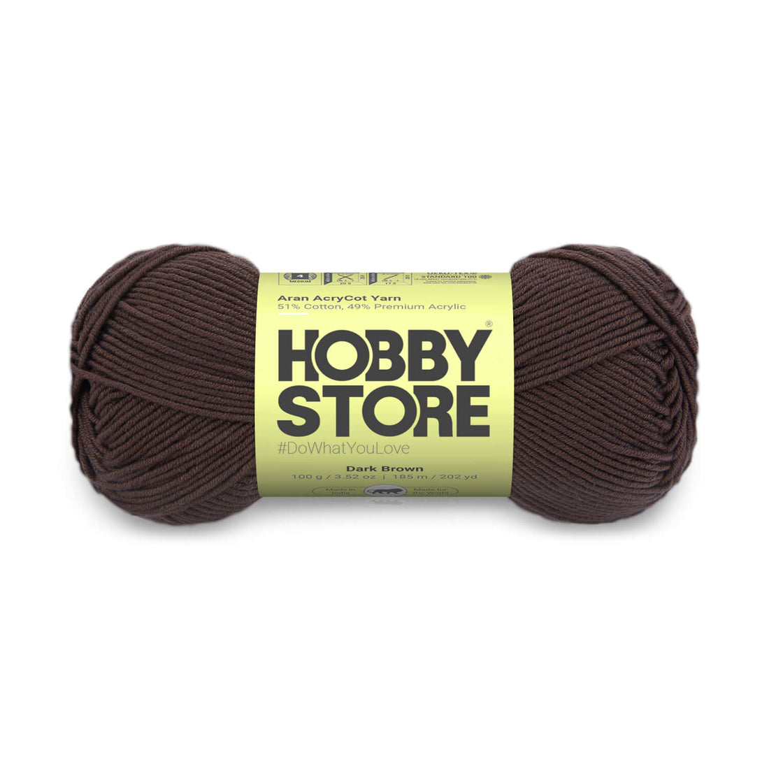 Aran AcryCot Yarn by Hobby Store - Dark Brown - 11030