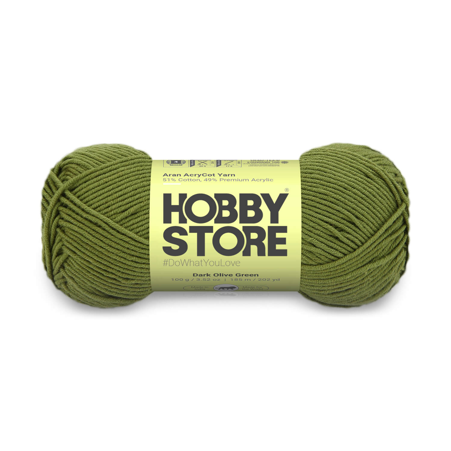 Aran AcryCot Yarn by Hobby Store - Dark Olive Green - 11011