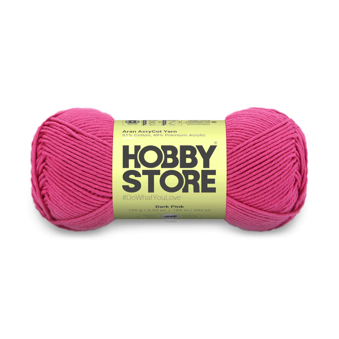 Aran AcryCot Yarn by Hobby Store - Dark Pink - 11015