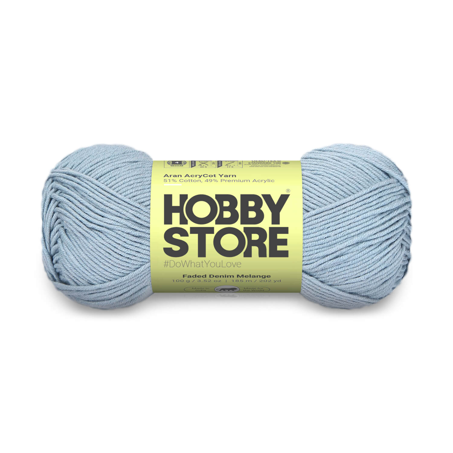 Aran AcryCot Yarn by Hobby Store - Faded Denim Melange 11046
