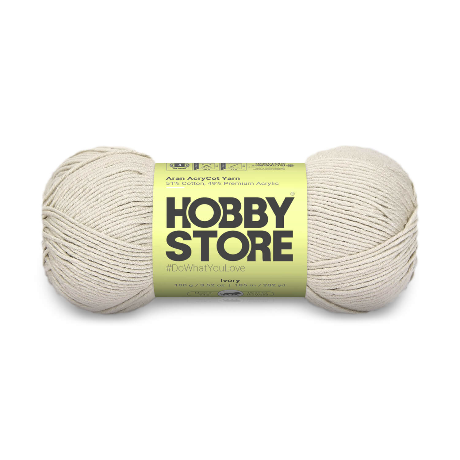 Aran AcryCot Yarn by Hobby Store - Ivory 11037