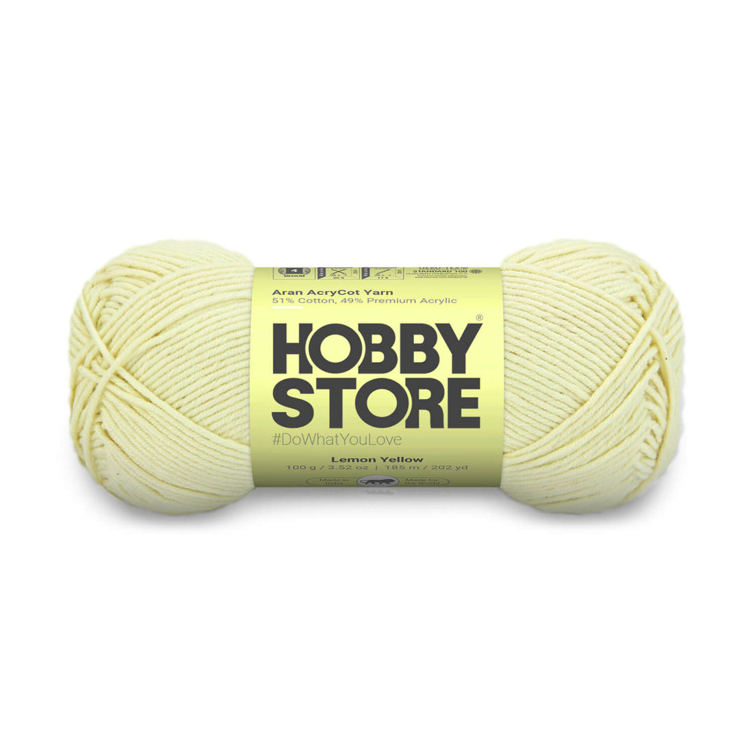 Aran AcryCot Yarn by Hobby Store - Lemon Yellow - 11005