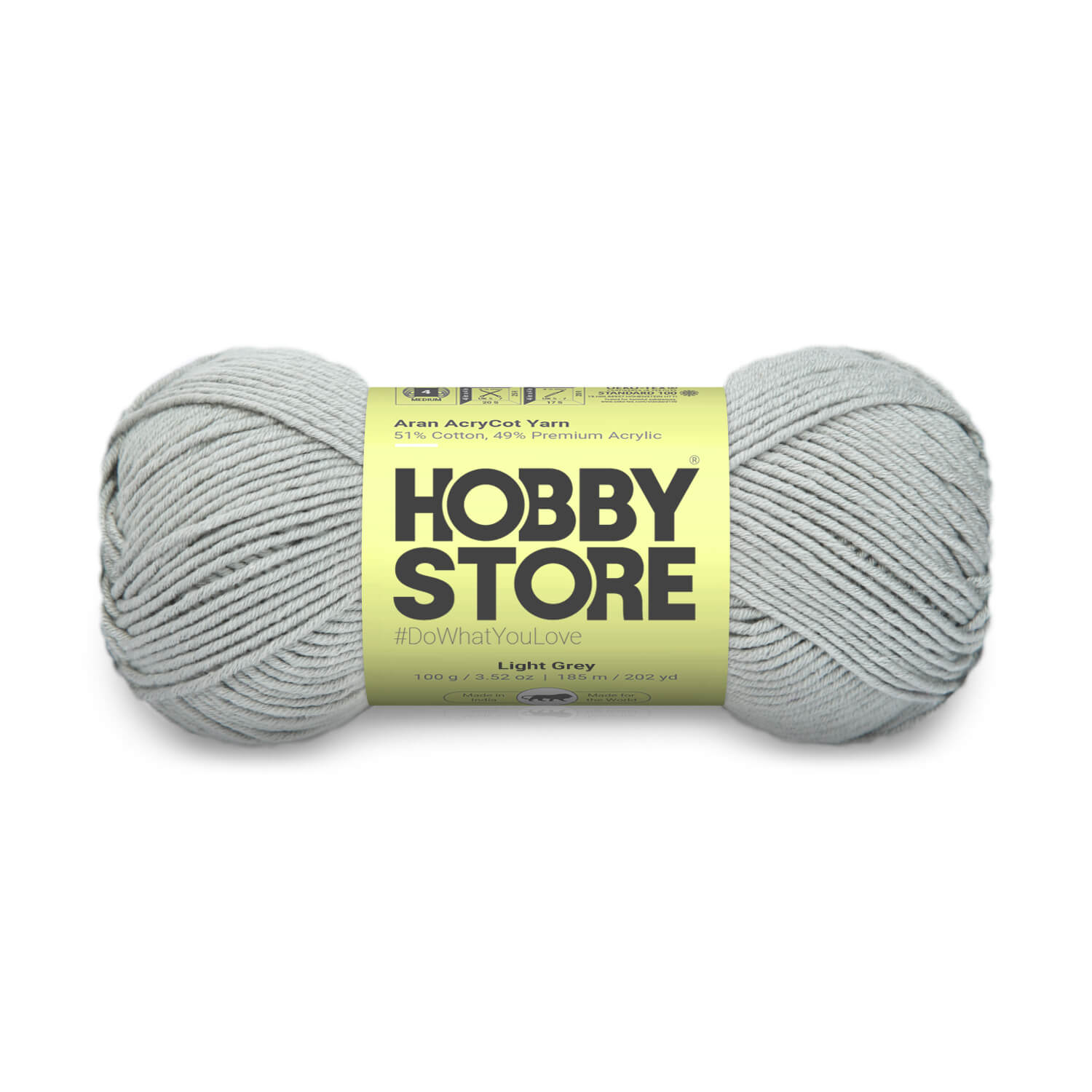 Aran AcryCot Yarn by Hobby Store - Light Grey - 11021