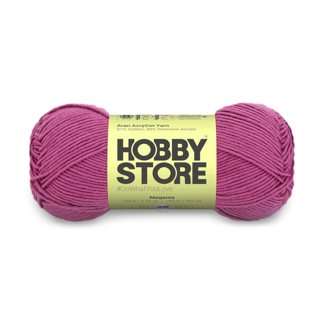 Aran AcryCot Yarn by Hobby Store - Magenta - 11016