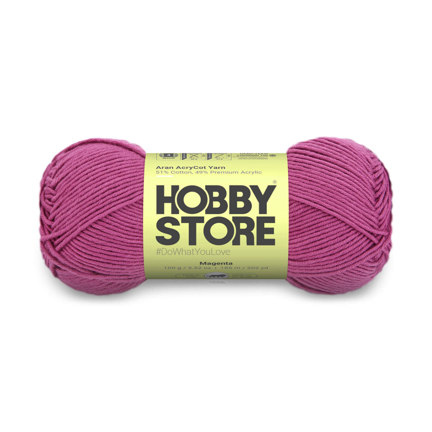 Aran AcryCot Yarn by Hobby Store - Magenta - 11016