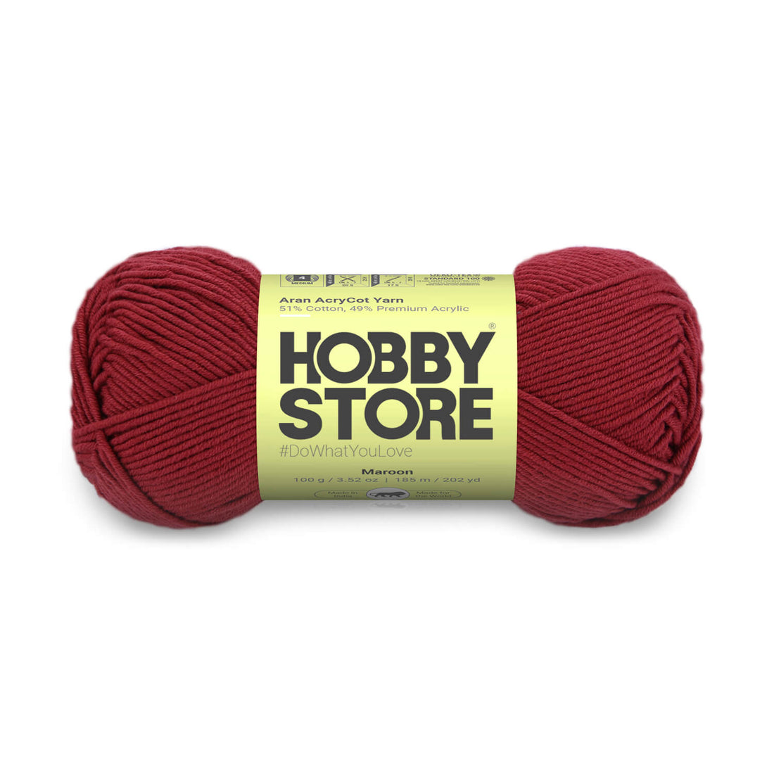 Aran AcryCot Yarn by Hobby Store - Maroon - 11001