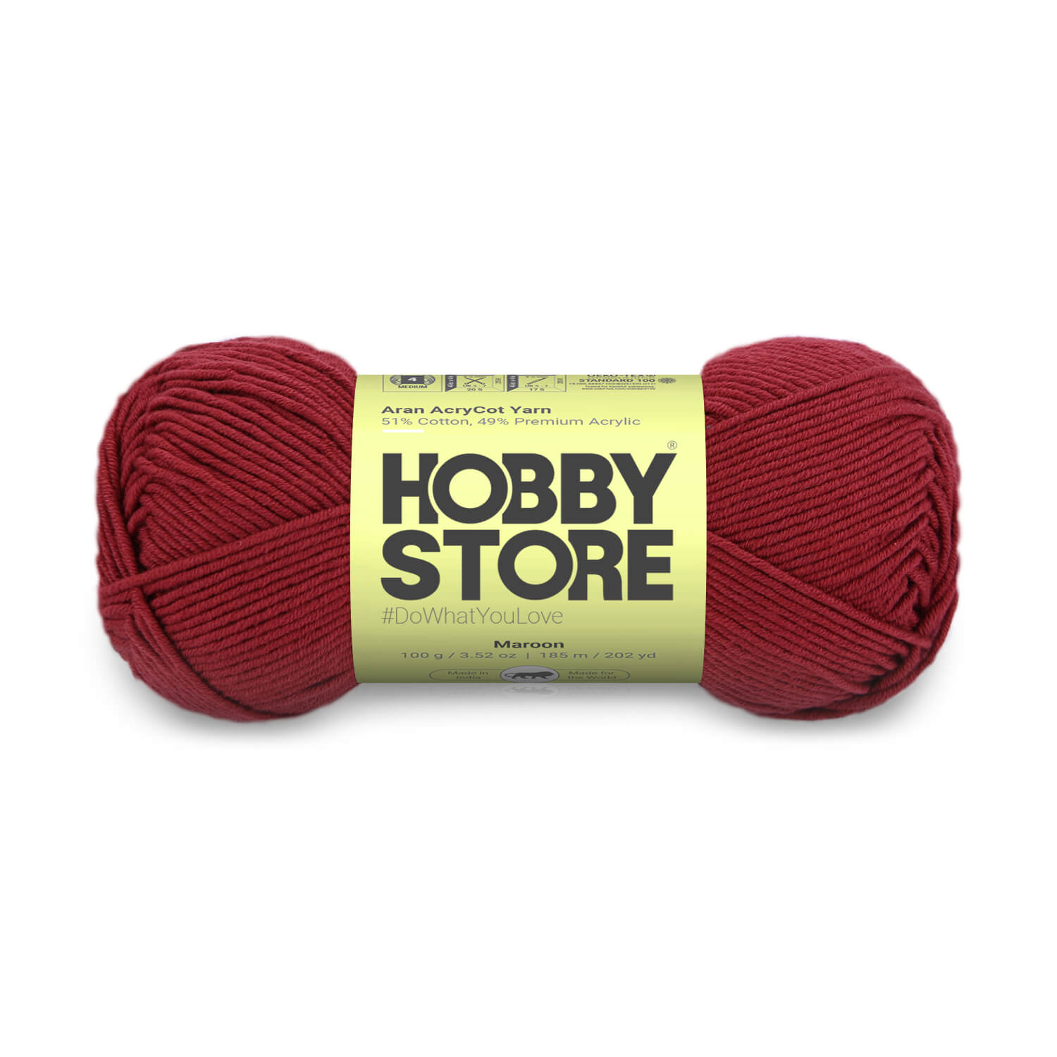 Aran AcryCot Yarn by Hobby Store - Maroon - 11001