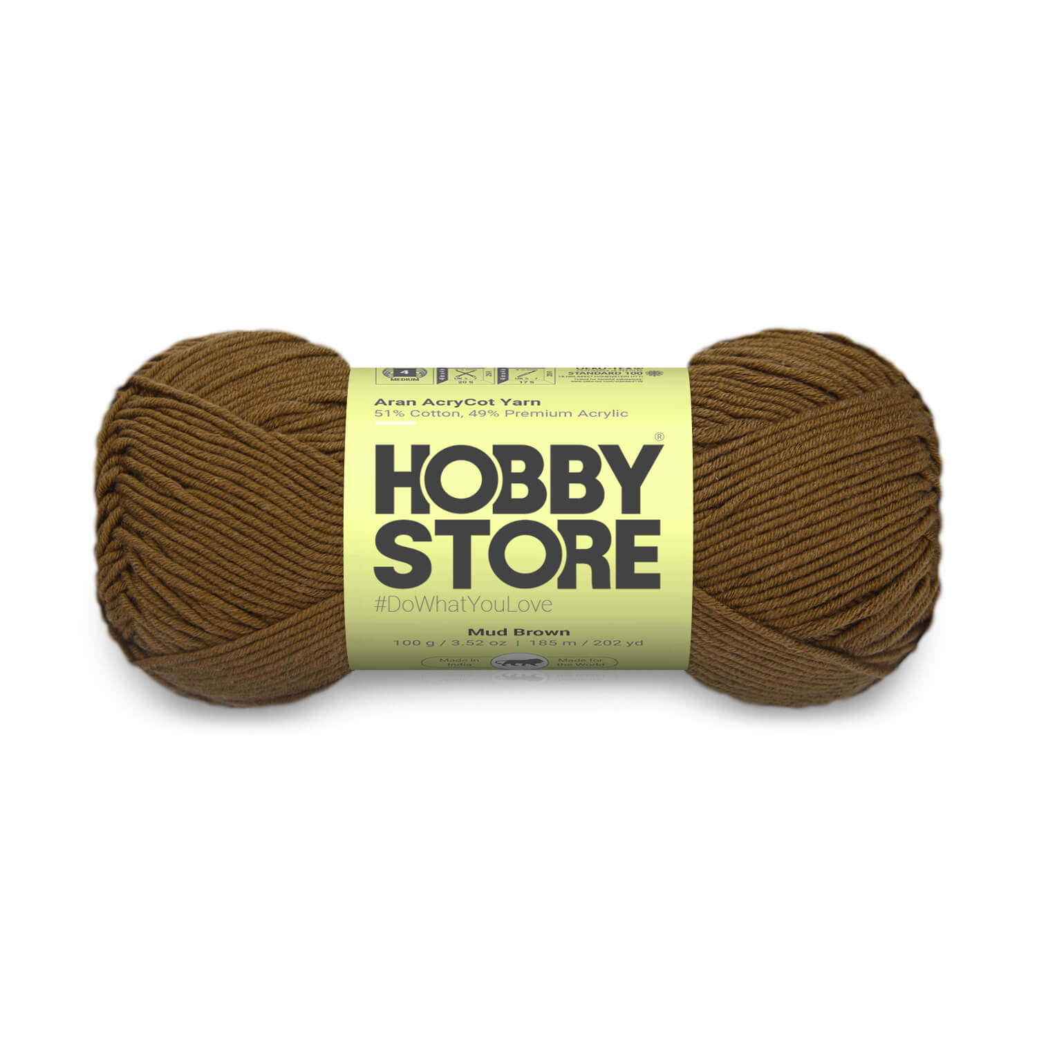 Aran AcryCot Yarn by Hobby Store - Mud Brown - 11029