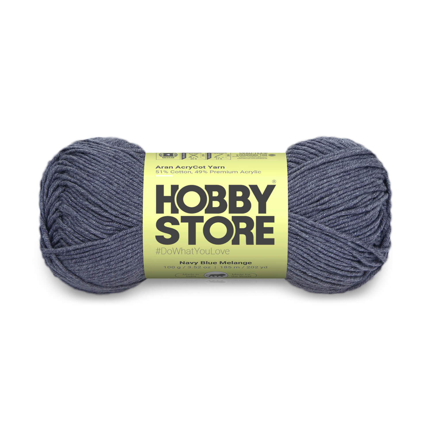 Aran AcryCot Yarn by Hobby Store - Navy Blue Melange 11048