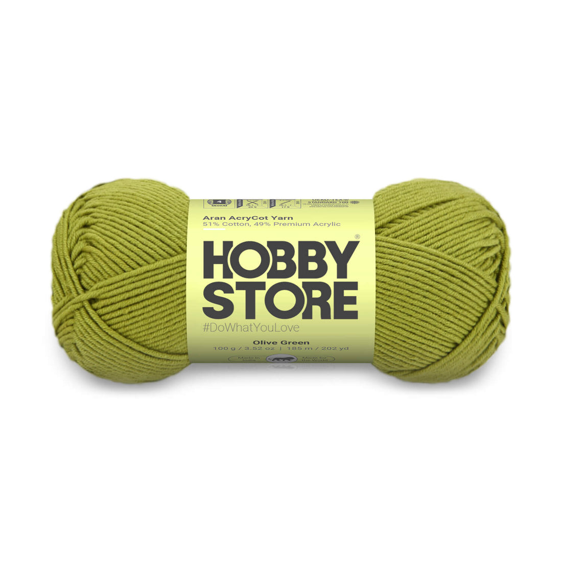 Aran AcryCot Yarn by Hobby Store - Olive Green - 11012