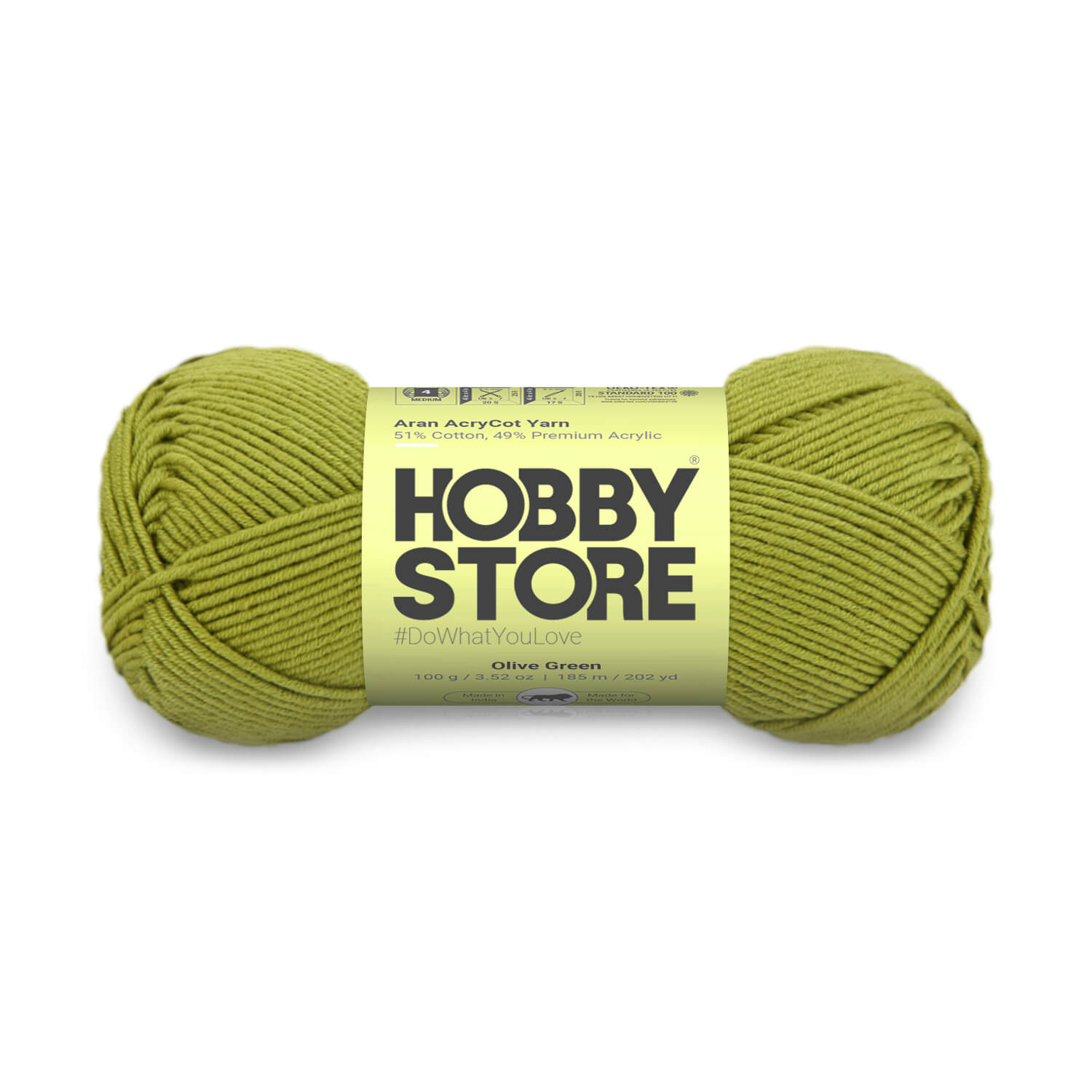 Aran AcryCot Yarn by Hobby Store - Olive Green - 11012