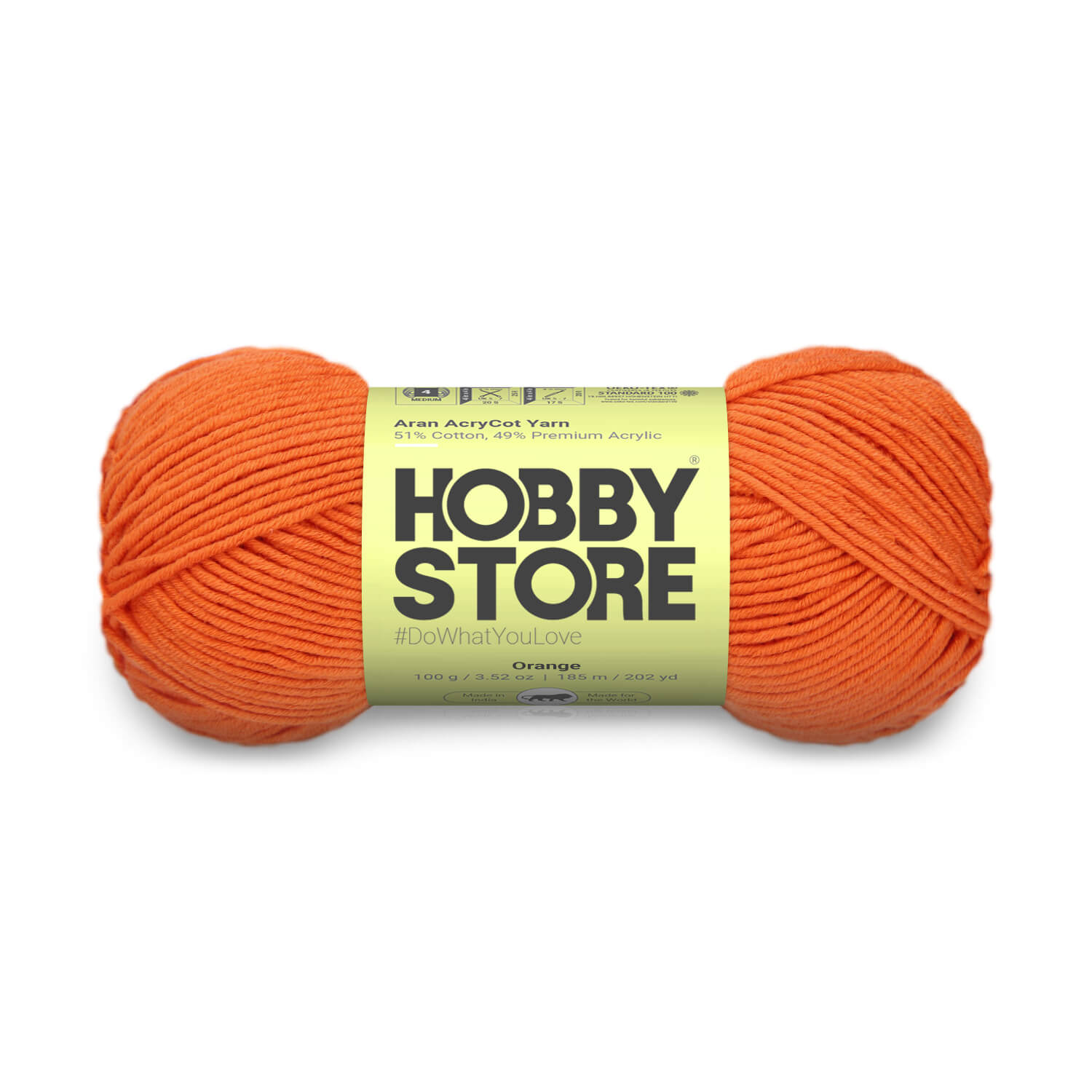 Aran AcryCot Yarn by Hobby Store - Orange - 11008