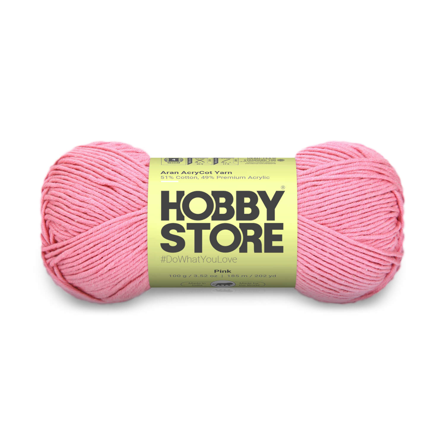 Aran AcryCot Yarn by Hobby Store - Pink - 11014