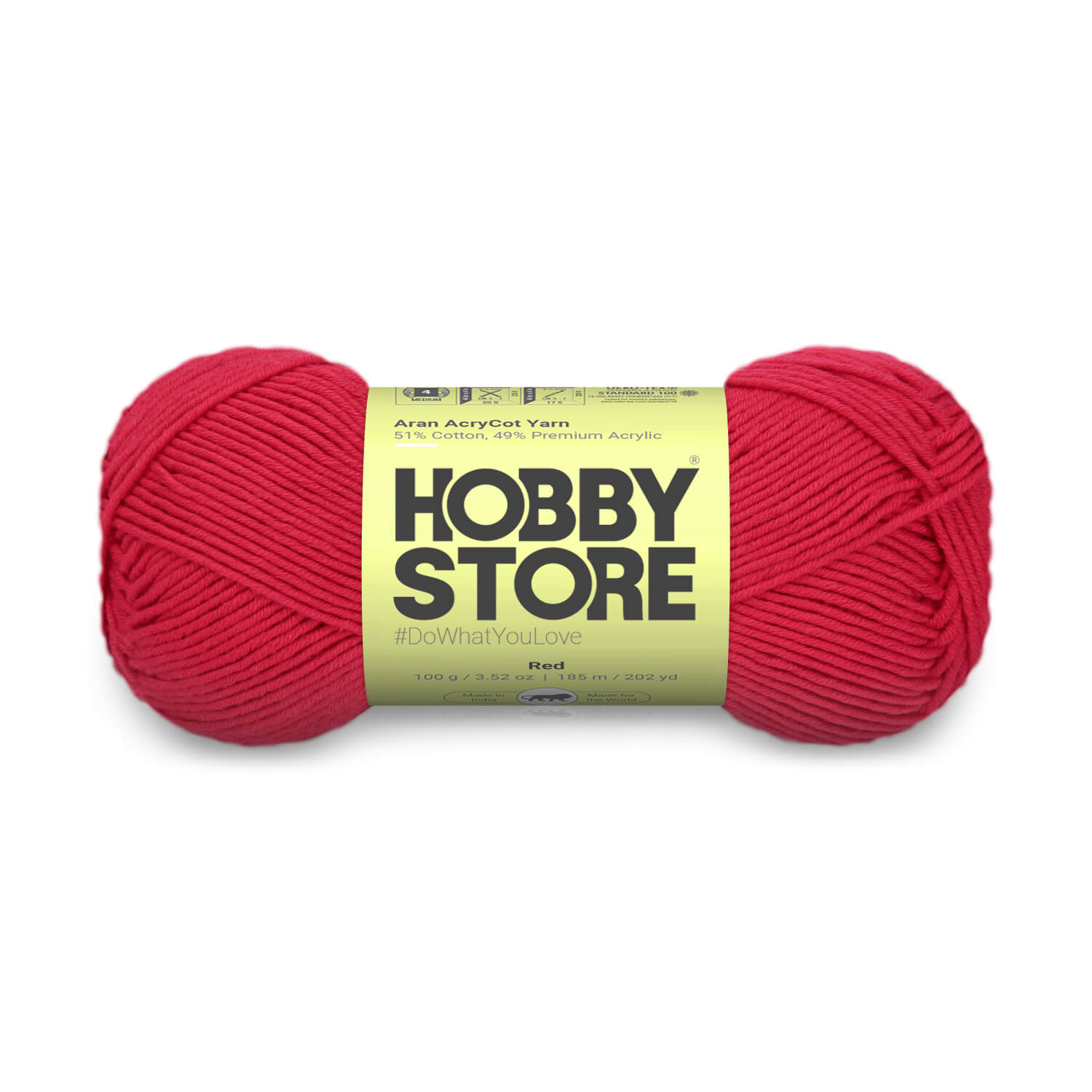 Aran AcryCot Yarn by Hobby Store - Red 11002