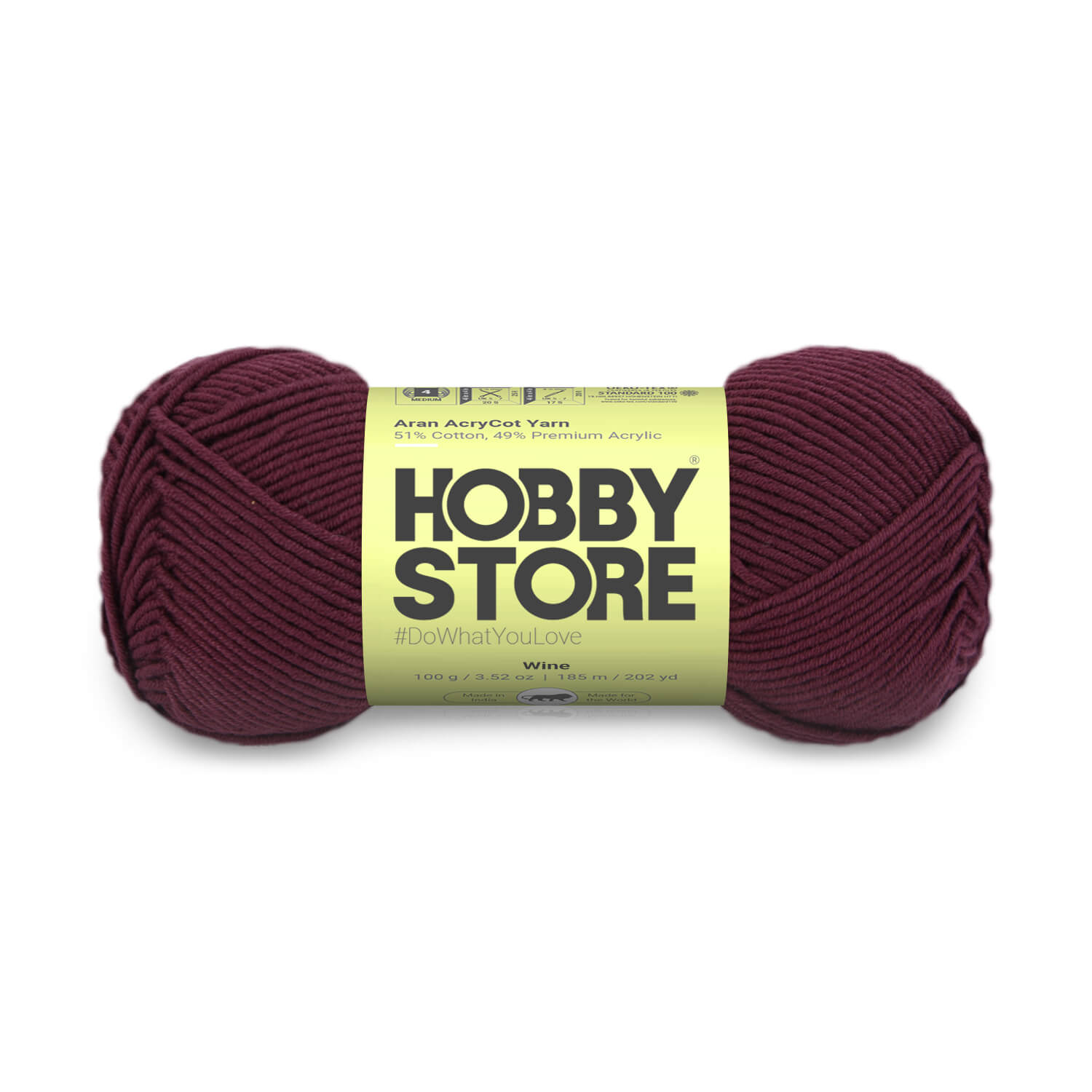 Aran AcryCot Yarn by Hobby Store - Wine - 11017