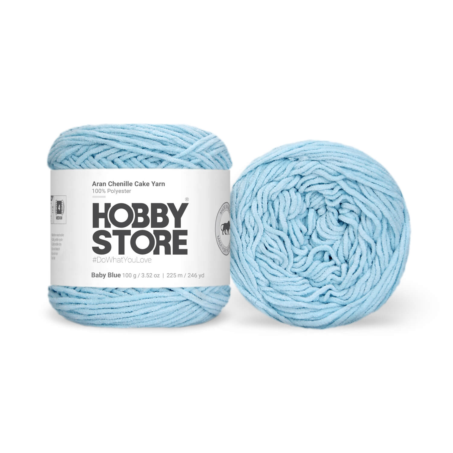 Aran Chenille Cake Yarn by Hobby Store - Baby Blue 49152