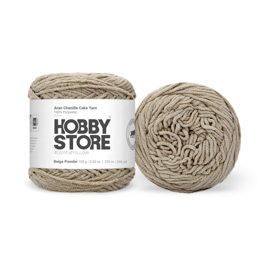 Aran Chenille Cake Yarn by Hobby Store - Beige Powder 49104