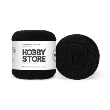 Aran Chenille Cake Yarn by Hobby Store - Black 49102