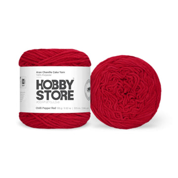 Aran Chenille Cake Yarn by Hobby Store - Chilli Pepper Red 49139