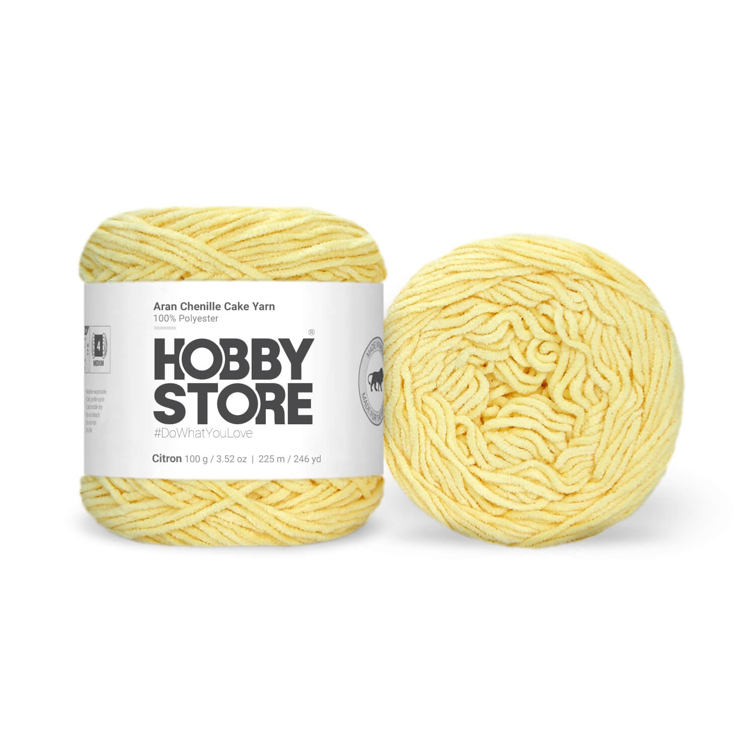 Aran Chenille Cake Yarn by Hobby Store - Citron 49142