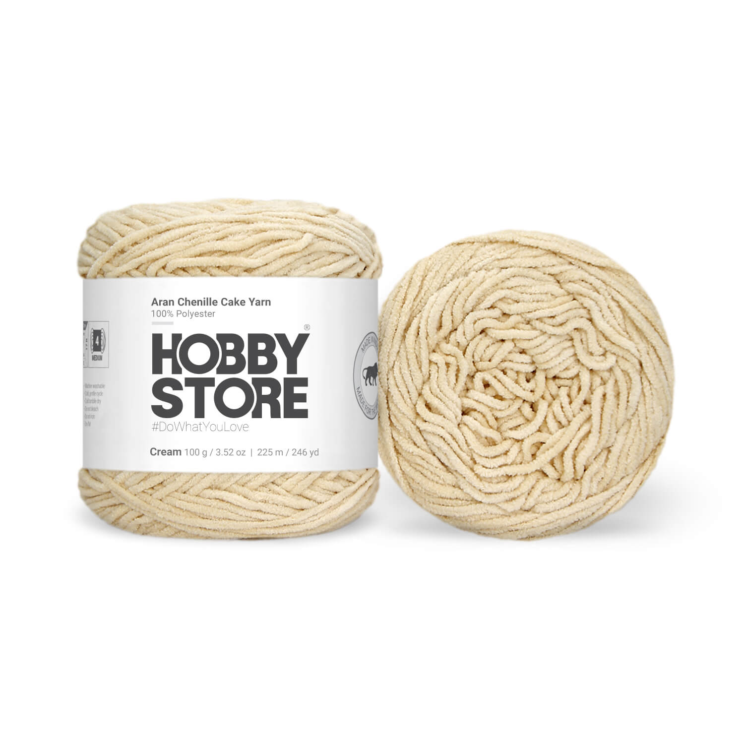 Aran Chenille Cake Yarn by Hobby Store - Cream 49146