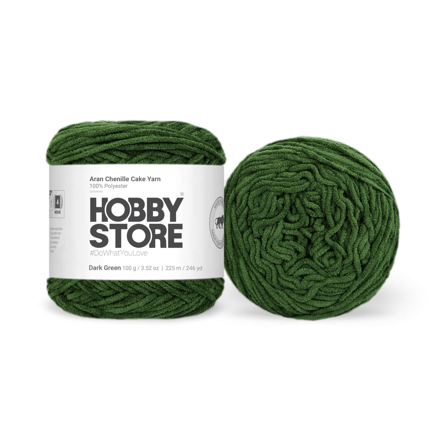 Aran Chenille Cake Yarn by Hobby Store - Dark Green 49118