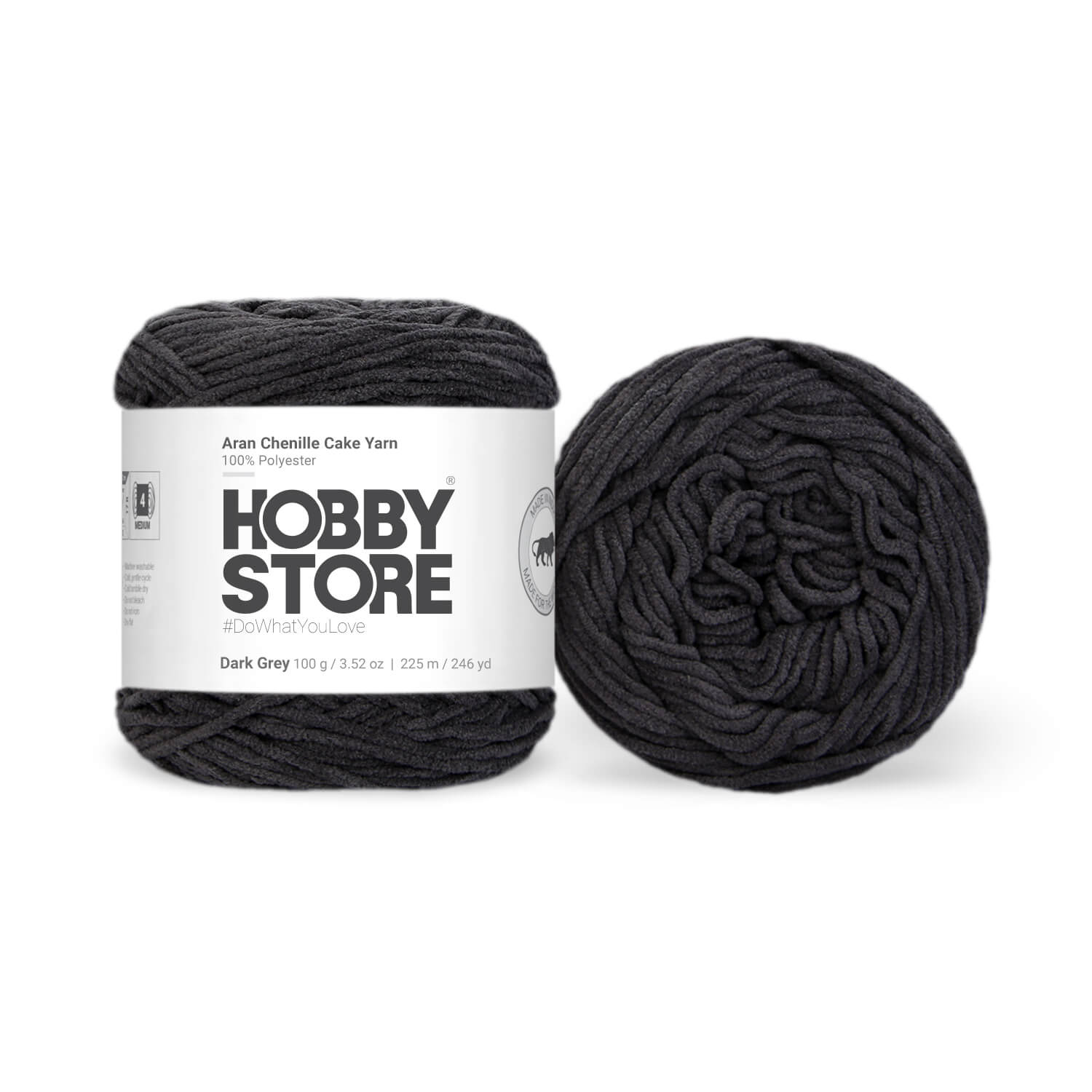 Aran Chenille Cake Yarn by Hobby Store - Dark Grey 49156