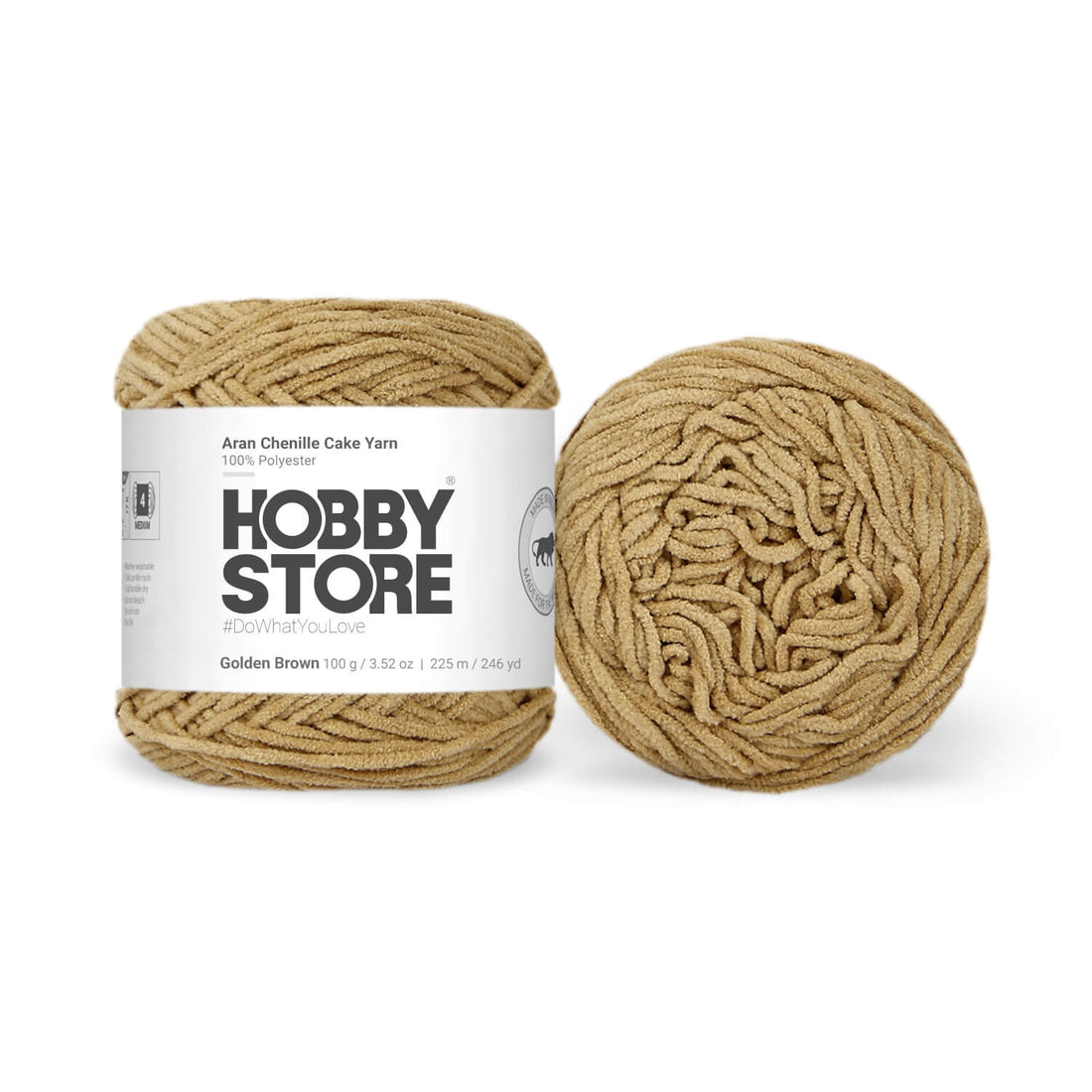 Aran Chenille Cake Yarn by Hobby Store - Golden Brown 49103