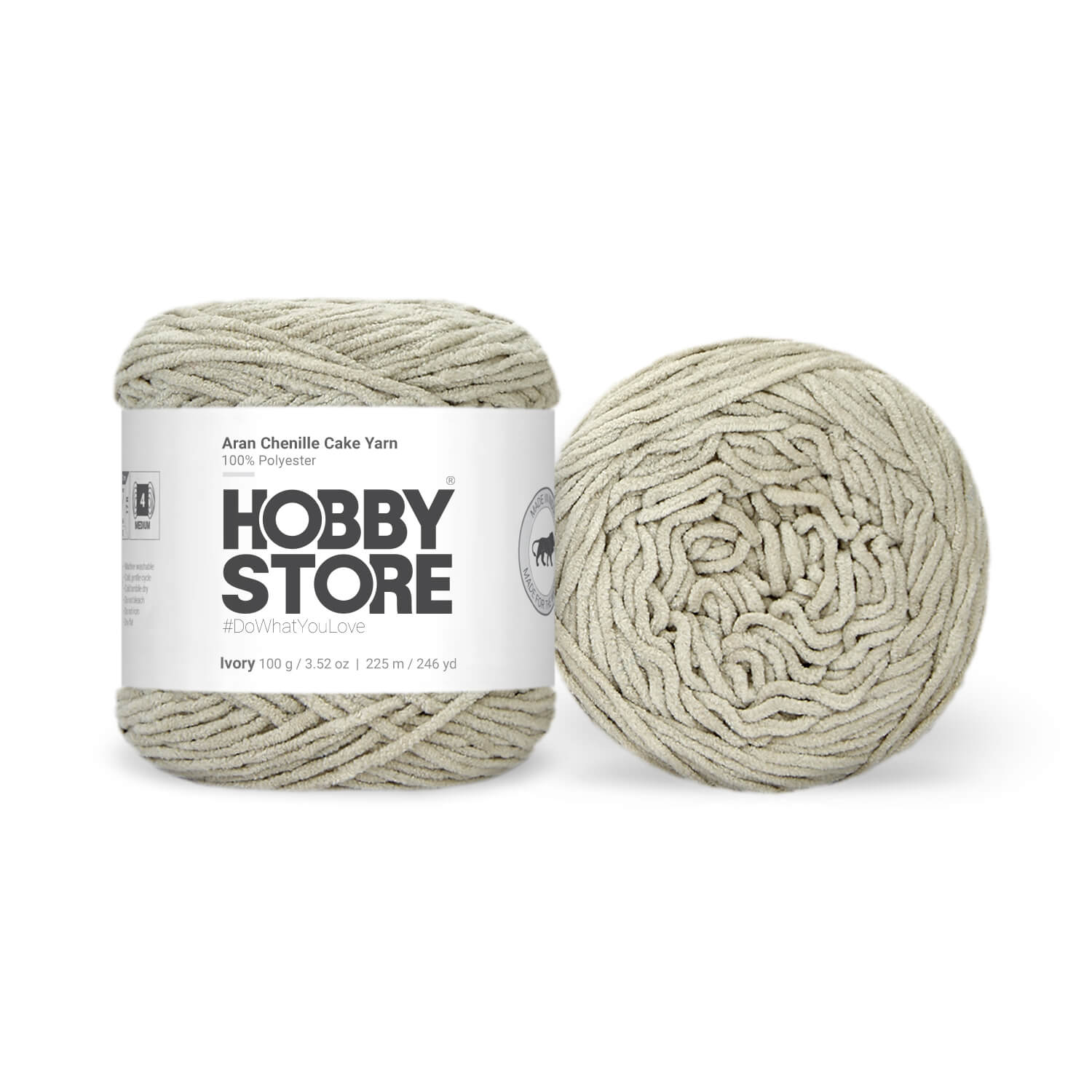 Aran Chenille Cake Yarn by Hobby Store - Ivory 49125