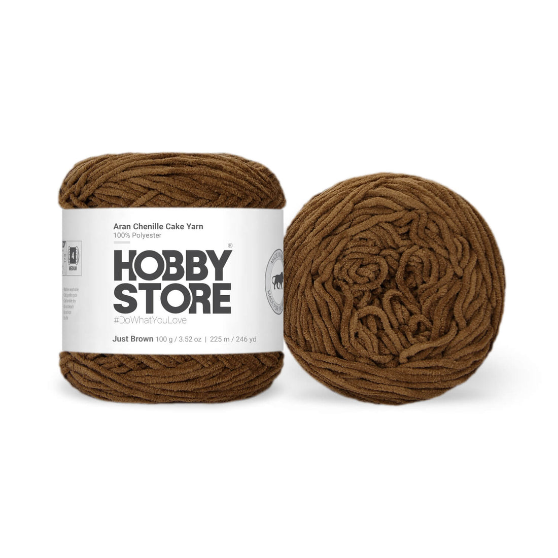 Aran Chenille Cake Yarn by Hobby Store - Just Brown 49113