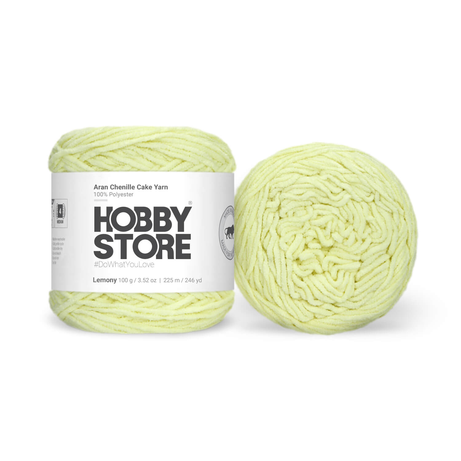 Aran Chenille Cake Yarn by Hobby Store - Lemony 49143