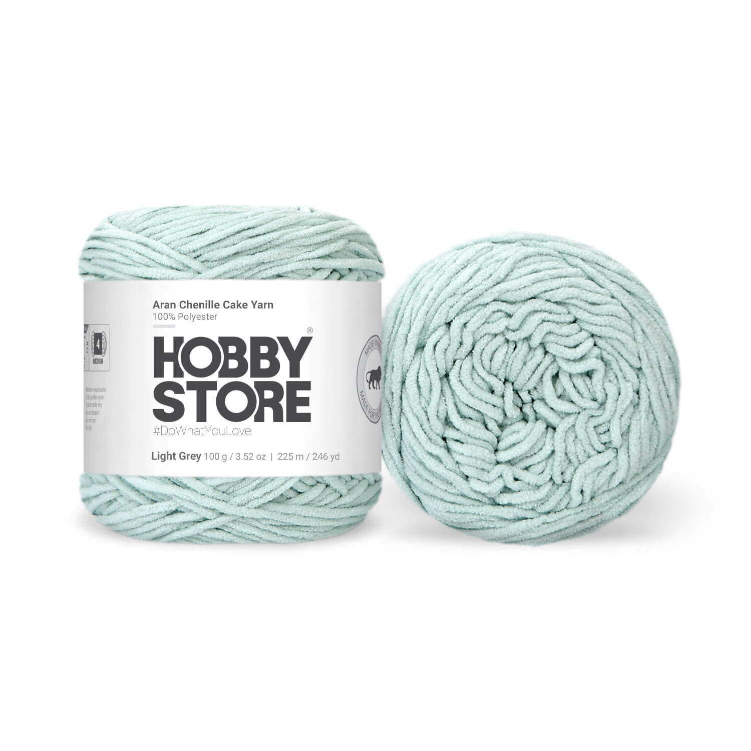 Aran Chenille Cake Yarn by Hobby Store - Light Grey (Light Sky) 49154