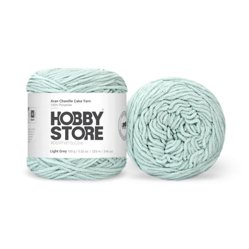 Aran Chenille Cake Yarn by Hobby Store - Light Grey (Light Sky) 49154