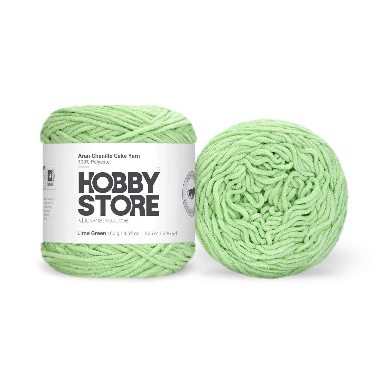 Aran Chenille Cake Yarn by Hobby Store - Lime Green 49120