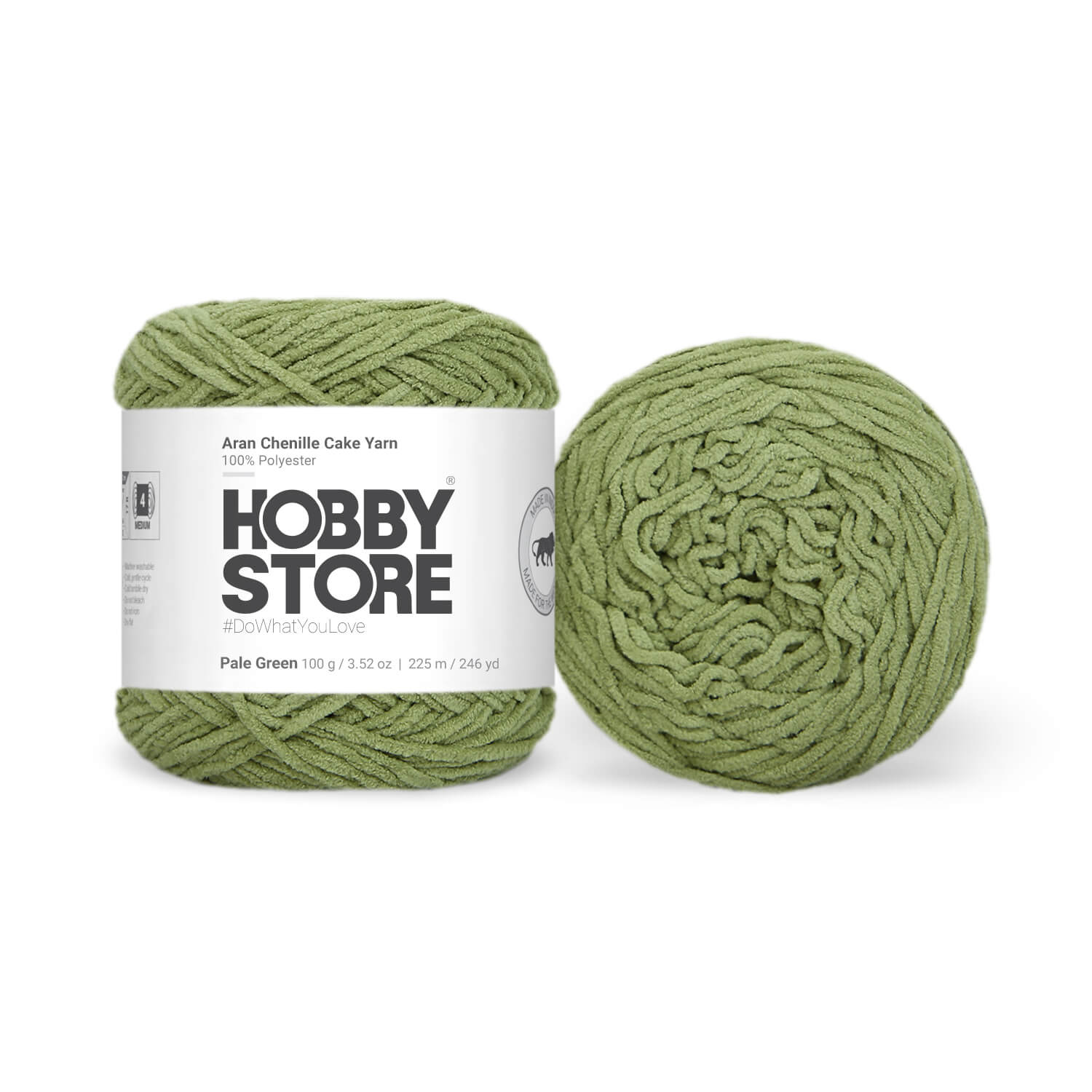 Aran Chenille Cake Yarn by Hobby Store - Pale Green 49122