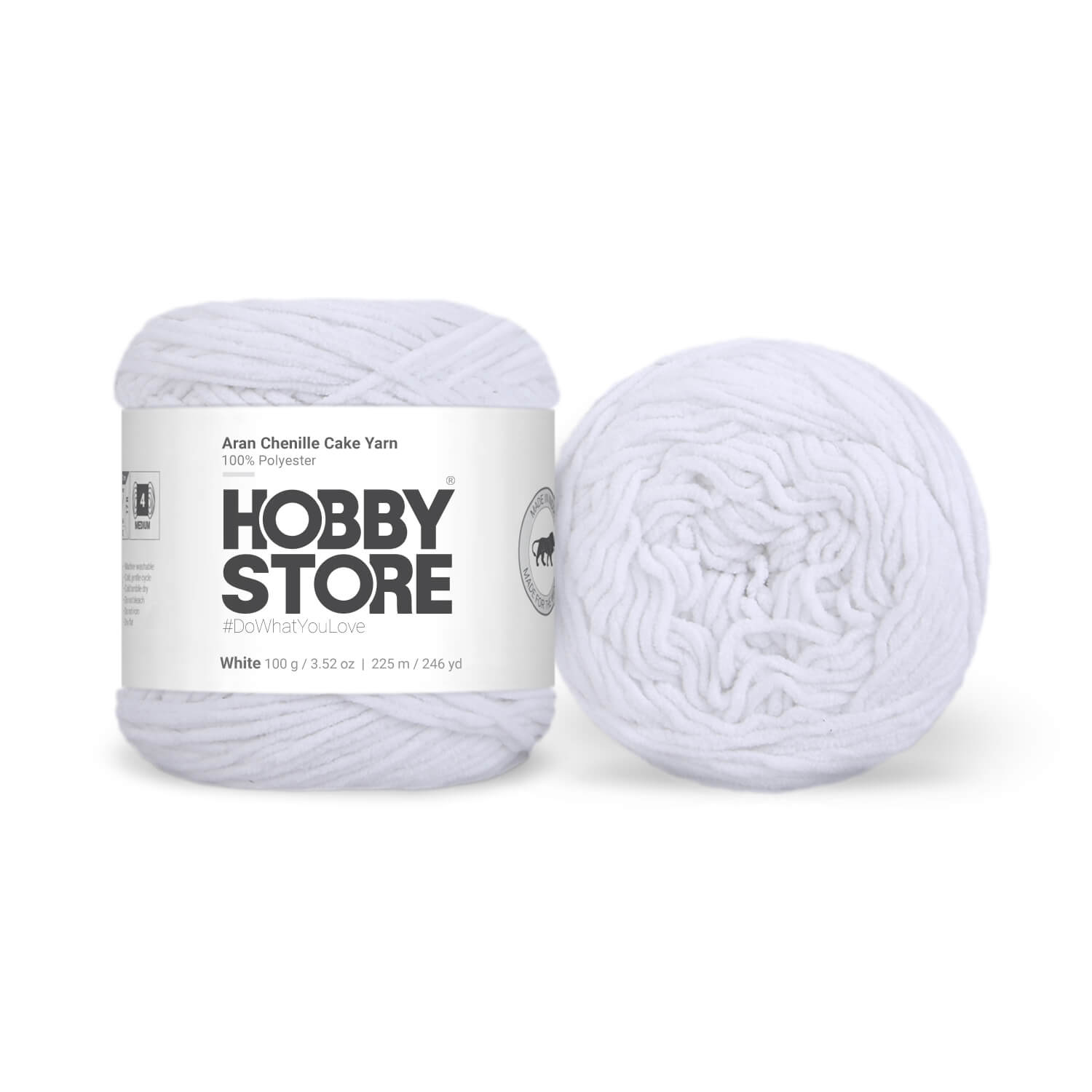 Aran Chenille Cake Yarn by Hobby Store - White 49101