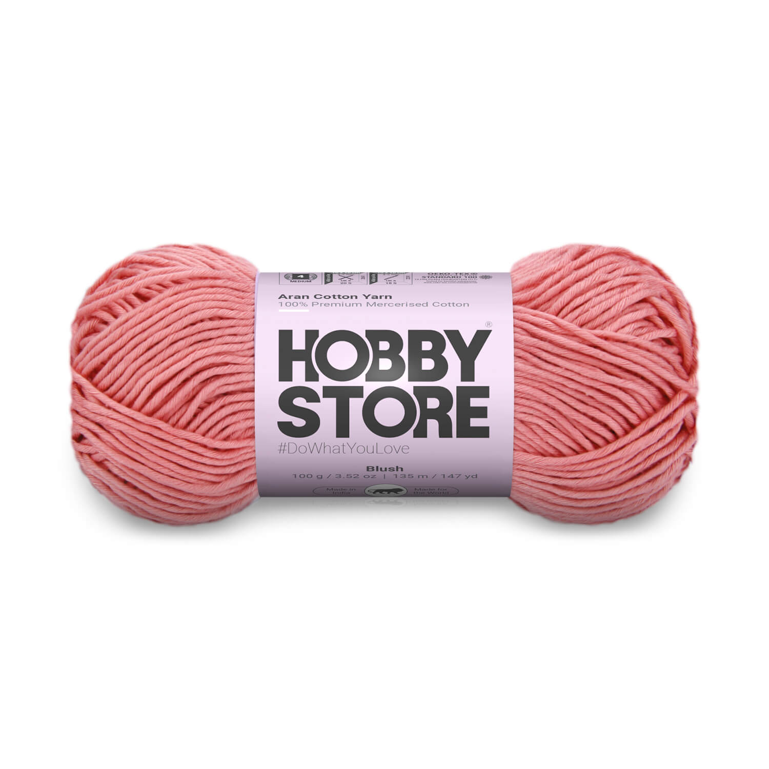 Aran Mercerised Cotton Yarn by Hobby Store - Blush - 405