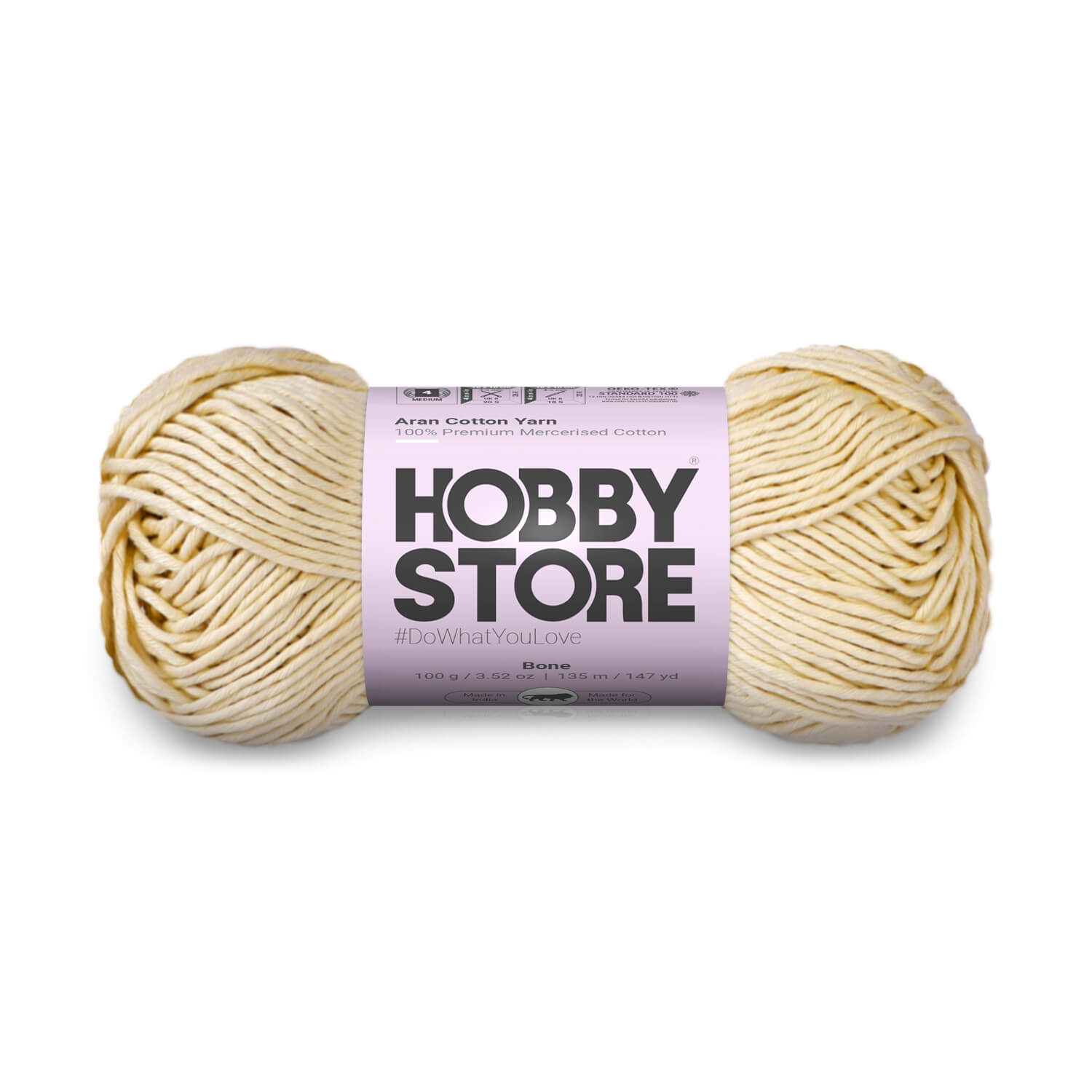 Aran Mercerised Cotton Yarn by Hobby Store - Bone 465