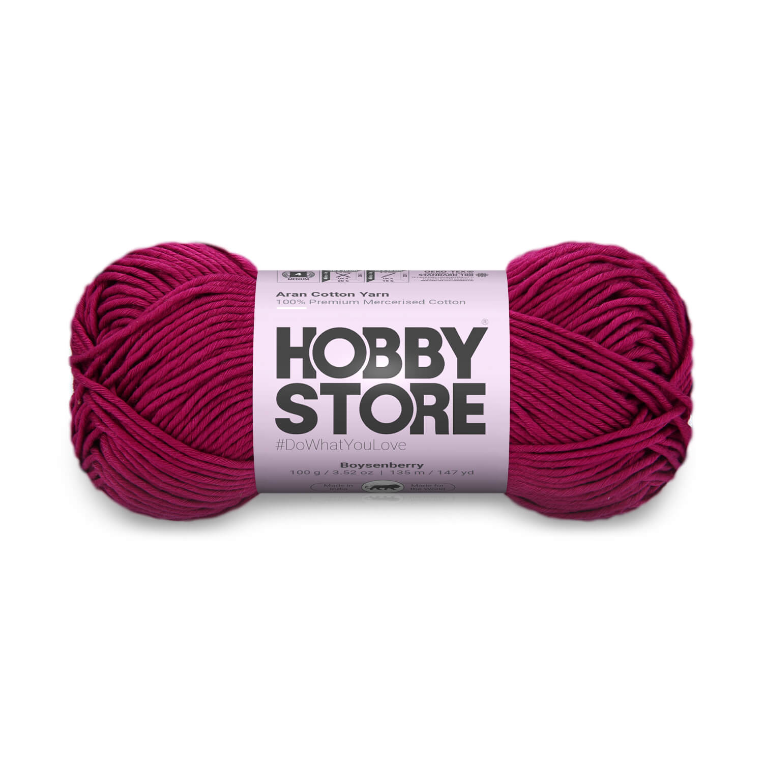 Aran Mercerised Cotton Yarn by Hobby Store - Boysenberry - 406