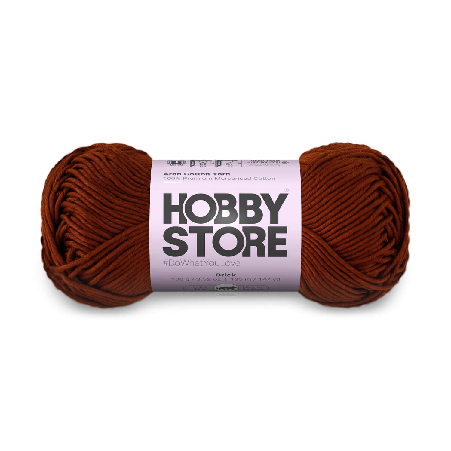 Aran Mercerised Cotton Yarn by Hobby Store - Brick 464