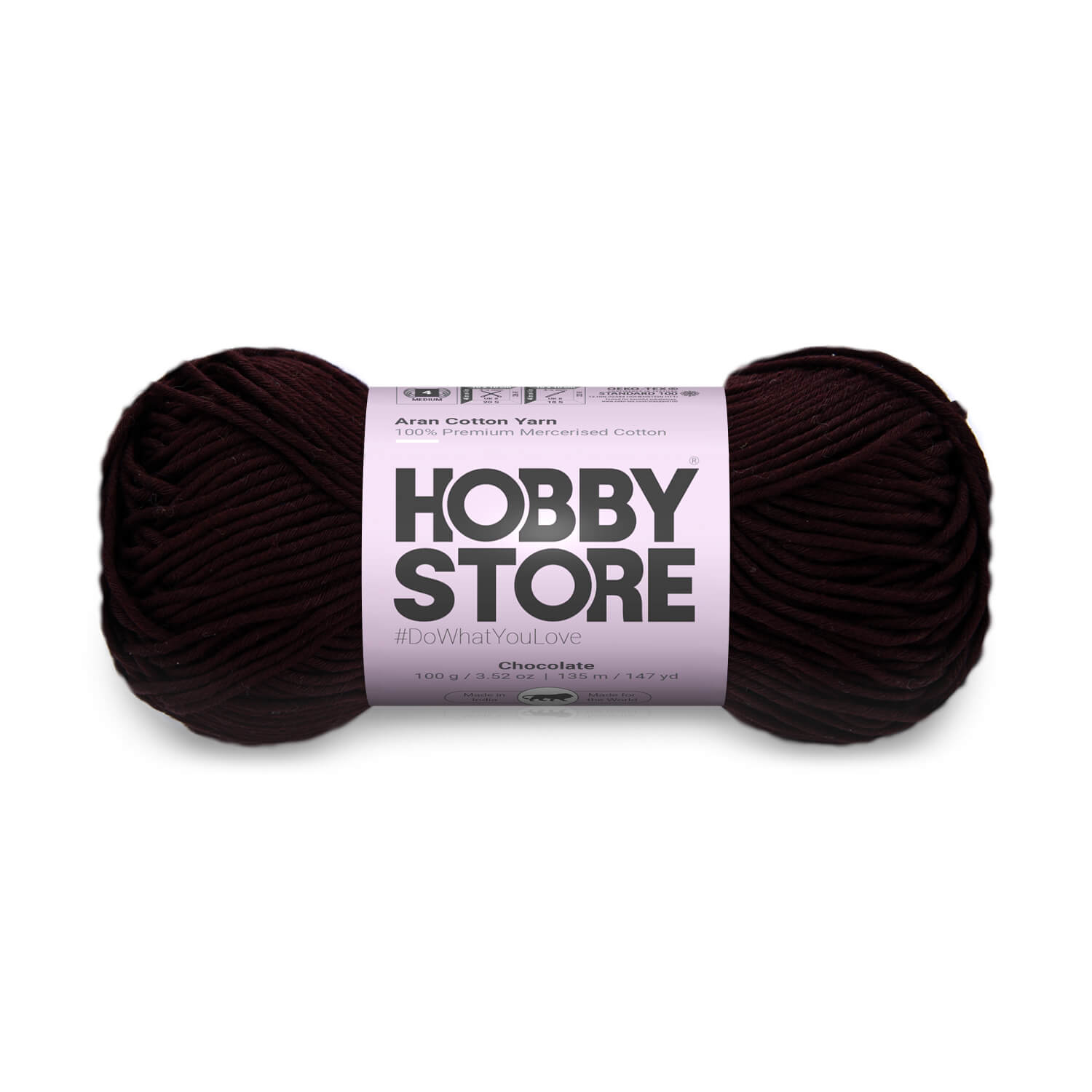 Aran Mercerised Cotton Yarn by Hobby Store - Chocolate - 409