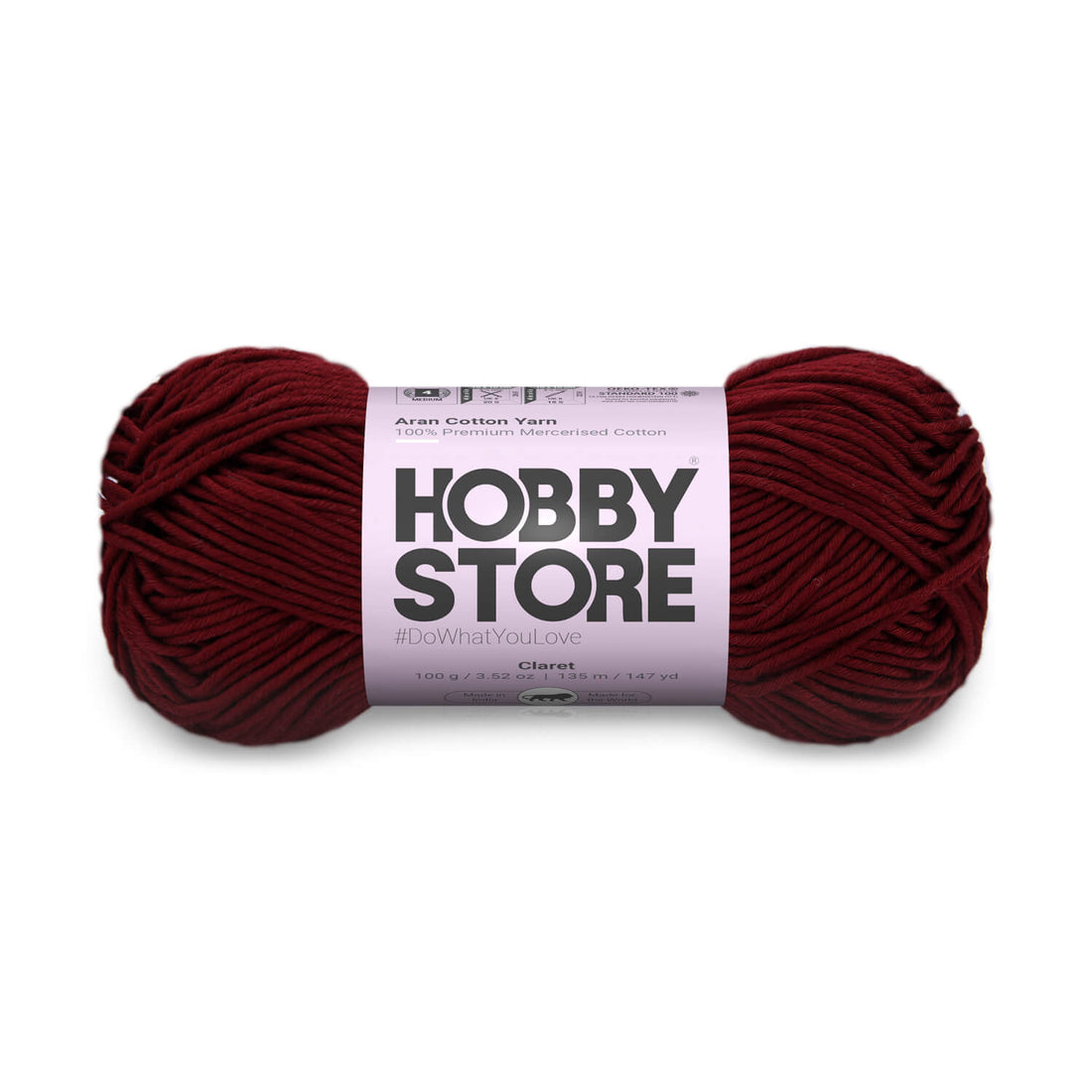 Aran Mercerised Cotton Yarn by Hobby Store - Claret - 411