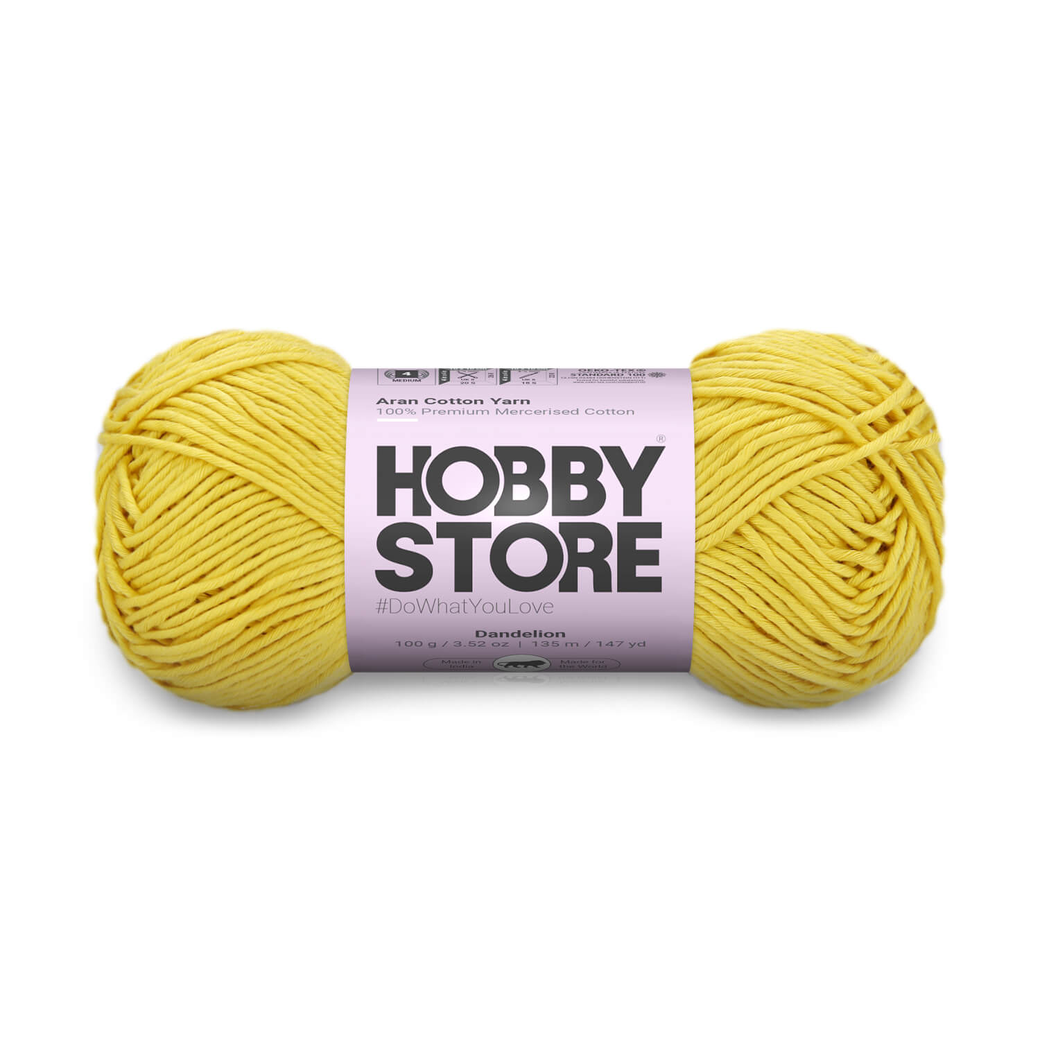 Aran Mercerised Cotton Yarn by Hobby Store - Dandelion - 414