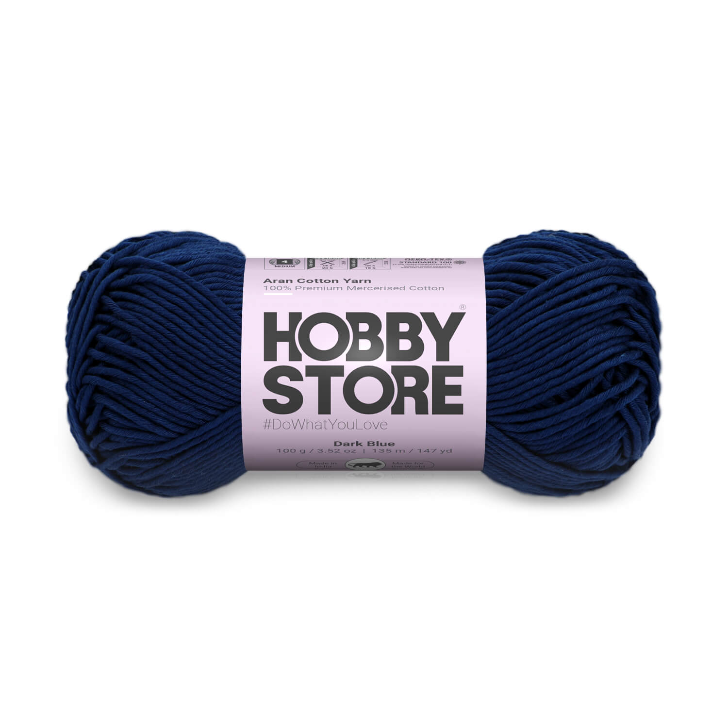 Aran Mercerised Cotton Yarn by Hobby Store - Dark Blue - 458